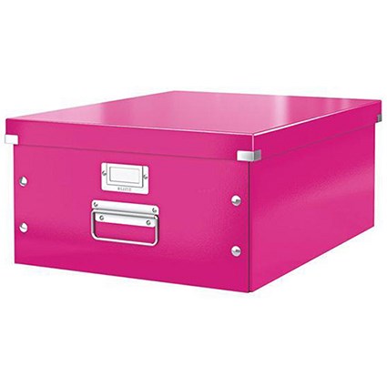 Leitz WOW Click & Store Collapsible Large A3 Archive Box - Pink