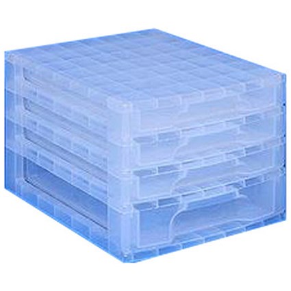 Really Useful Desktop Unit / 4 Drawers 3x3L & 1x5L / Clear & Assorted