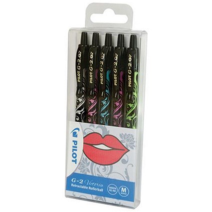 Pilot G2 Retractable Gel Rollerball / Assorted Colours / Pack of 5