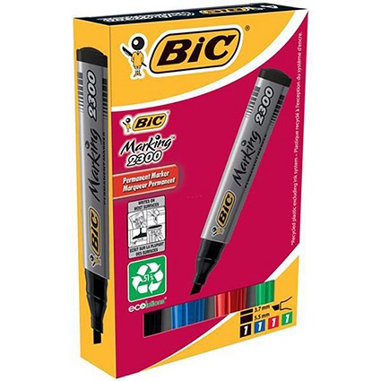 Bic Marking 2300 Permanent Marker / Assorted Colours / Pack of 4