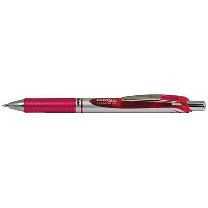 Pentel EnerGel XM Retractable Rollerball Pen / 0.7mm Tip / 0.35mm Line / Pink / Pack of 12