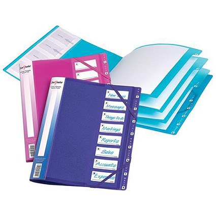 Snopake Elastic 8-Part Files / A4 / Electra Assorted / Pack of 5