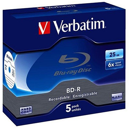 Verbatim BD-R Blu Ray Jewel Case - Pack of 5