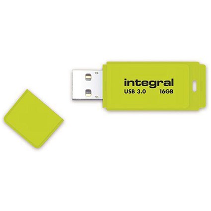Integral Neon USB 3.0 Flash Drive / 16GB / Yellow