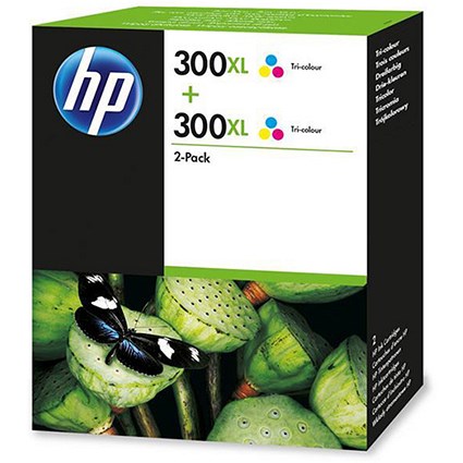 HP 300XL High Yield Tri-Colour Ink Cartridge (Twin Pack)