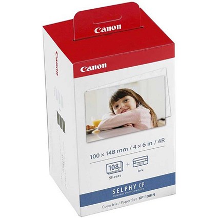 Canon KP-108IN Inkjet Cartridge Multipack - Includes 3 Colour Inkjet Cartridges and 108 Sheets of 10 x 15cm Paper