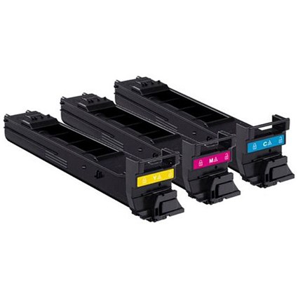 Konica Minolta A0DKJ51 Laser Toner Cartridge Value Pack - Cyan, Magenta and Yellow (3 Cartridges)