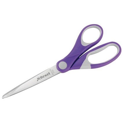 Rexel JOY Comfort Grip Scissors, Stainless Steel, 182mm, Perfect Purple