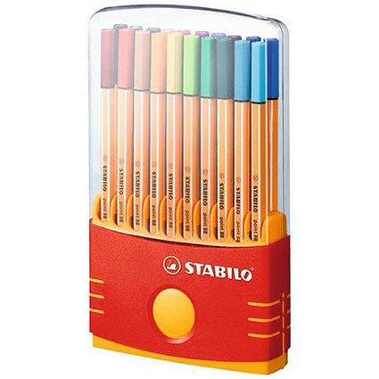 Stabilo Point 88 Fineliner Pen / Water-based / 0.8mm Tip / 0.4mm Line / Assorted Colours / Pack 20