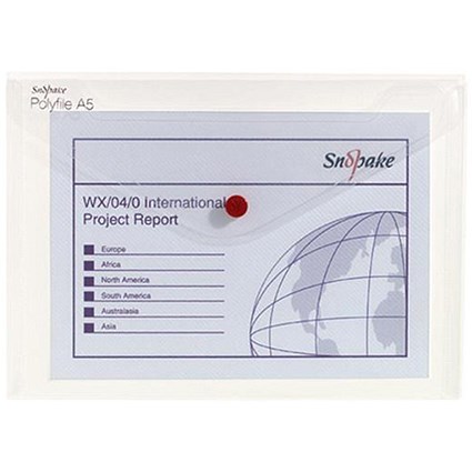 Snopake PolyFile Classic Wallet Files / Polypropylene / A5 / Clear / Pack of 5