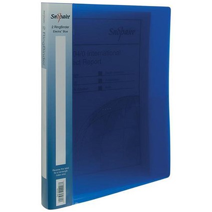 Snopake Electra Ring Binder / 2 O-Ring / 30mm Spine / 15mm Capacity / A4 / Blue / Pack of 10