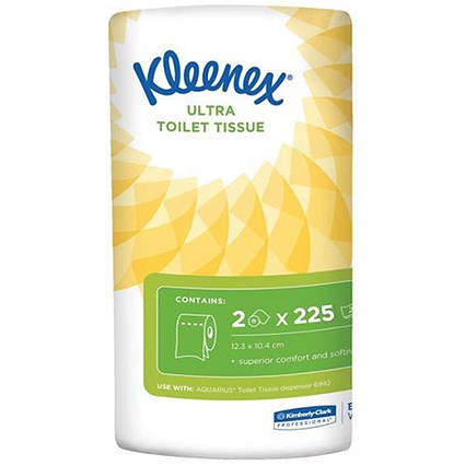 Kleenex Small Toilet Rolls / 2-ply / 2 Rolls of 225 Sheets per Pack / 12 Packs