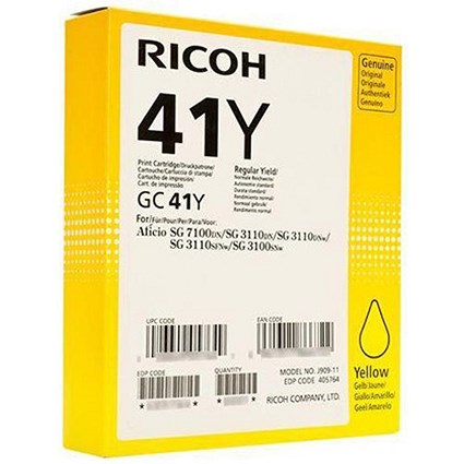 Ricoh GC41Y Yellow Gel Print Cartridge