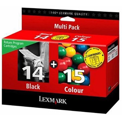 Lexmark 14/15 Black and Colour Inkjet Cartridges (2 Cartridges)