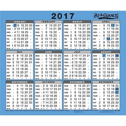 At A Glance 2017 Wall Calendar