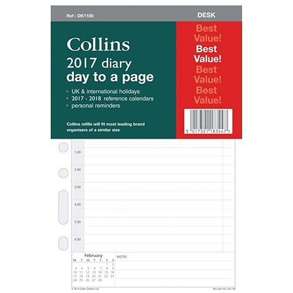 Collins 2017 Desk Diary Refill - Day a Page