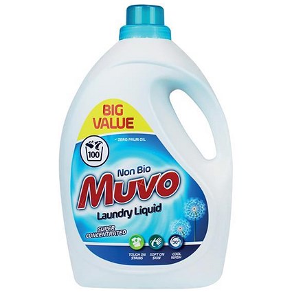 Muvo Professional Liquid Laundry Detergent, Non Bio, 100 Washes, 3 Litres