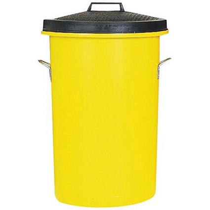 Heavy Duty Dustbin / 85 Litre / Yellow