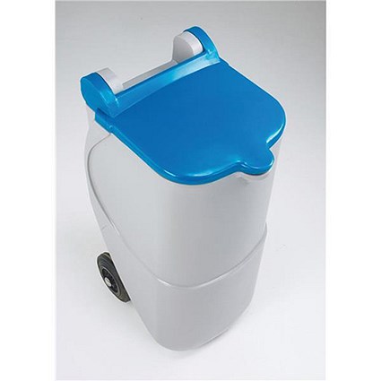 Designer Recycling Wheelie Bin / 90 Litre / Blue Lid