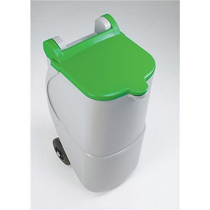 Designer Recycling Wheelie Bin / 90 Litre / Green Lid