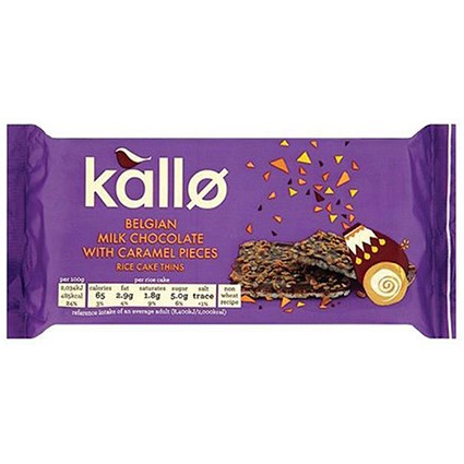 Kallo Gluten-free Rice Cake Thins / Milk Chocolate and Caramel / 90g