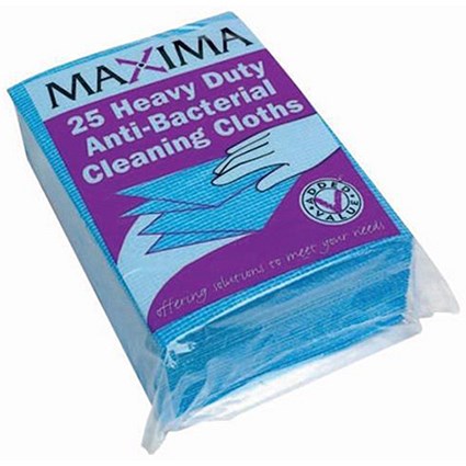 Maxima Professional Machine-washable Cleaning Cloth / Blue / Pack of 25