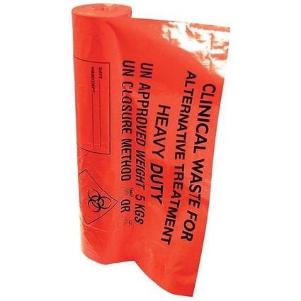 Clinical Waste Bags / Heavy Duty/ 12Kg Capacity / 711x980mm / Orange / Pack of 50