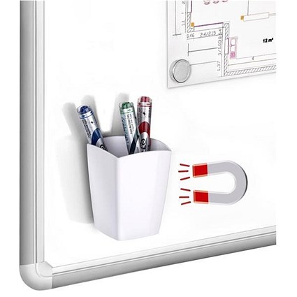 CEP Magnetic Pencil Cup 2 Sections - White