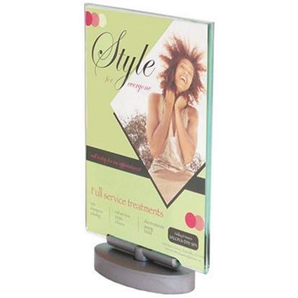 Deflecto Portrait Swivel Sign Holder / A4 / Clear