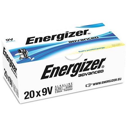 Energizer Eco Advanced 9V/522 Batteries - Pack of 20