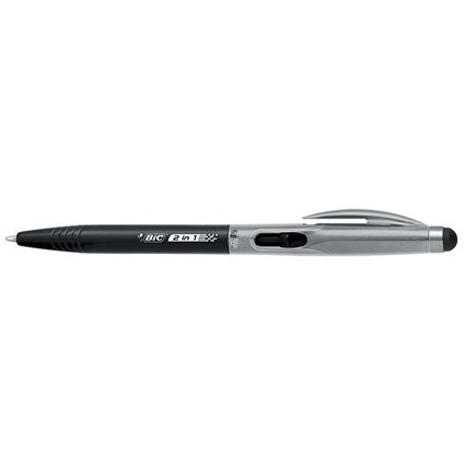 Bic 2in1 Stylus Pens / Retractable / 1.0mm Tip / 0.4mm Line / Metallic Black