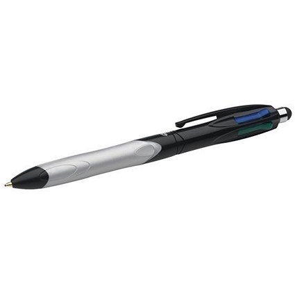 Bic 4 Colour Stylus Pen / 1.0mm Tip / 0.4mm Line / Black-Blue-Red-Green