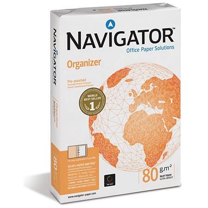 Navigator Organizer A4 Paper / 80gsm / Punched 2 Holes / Ream (500 Sheets)