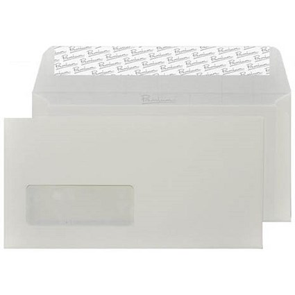 Blake Premium DL Wallet Envelopes, Window, Laid, High White, Peel & Seal, 120gsm, Pack of 500