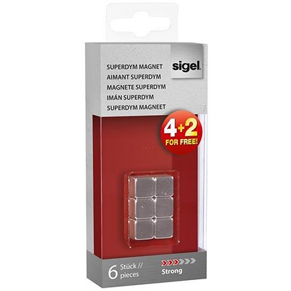 Sigel SuperDym Magnets / 10mm / Strong / Pack of 6