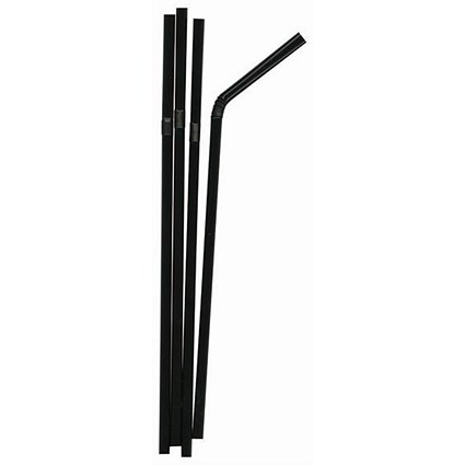 Black Flexible Straw, 200mm, Pack of 250