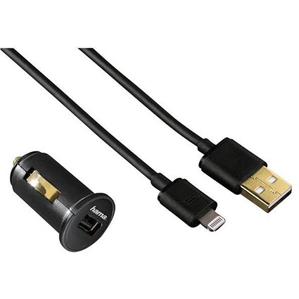 Hama Car Charger & Lightning Cable - Black