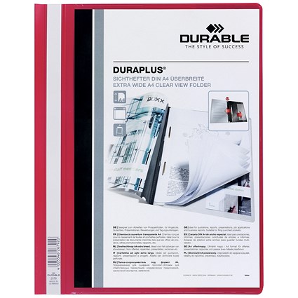 Durable A4 Duraplus Quotation Folders, Red, Pack of 25