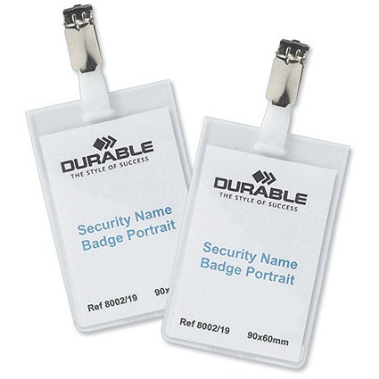 Durable Name Badges Security with Rotating Clip, 60x90mm, Pack of 25