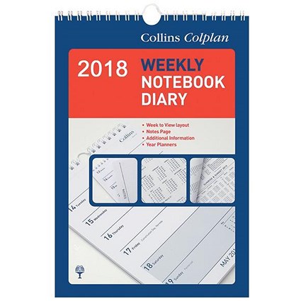 Collins 2018 Weekly Spiral Notebook Calendar