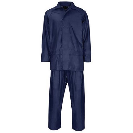 Rainsuit Polyester/PVC with Elasticated Waisted Trousers / Navy / Medium