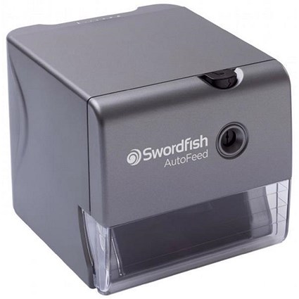 Swordfish Electric Pencil Sharpener Auto-feed Auto-eject Safety Shutter 8mm dia. Silver