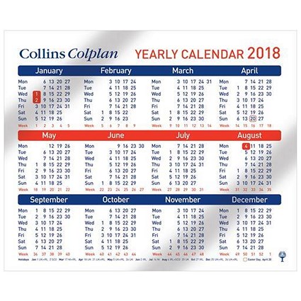 Collins Yearly Calendar - 210 x 260mm