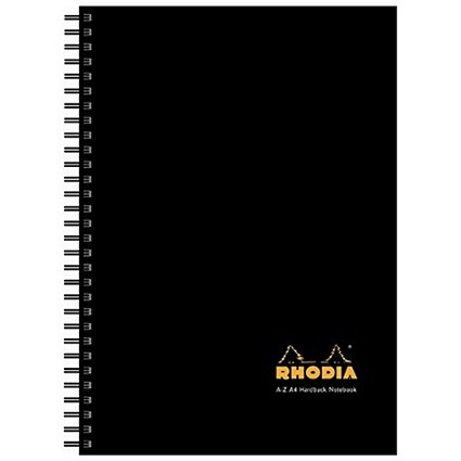 Rhodia A-Z Index Book / Hardback / Wirebound / 90gsm / A4 / Black / Pack of 3
