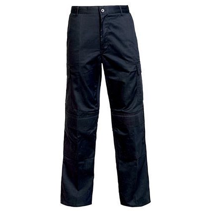 Combat Trousers / Velcro Pockets / Waist: 36in, Leg: 31in / Black