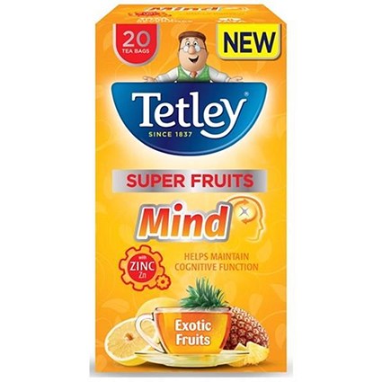 Tetley Super Fruits Tea / Mind / Exotic Fruits / Zinc / Pack of 20