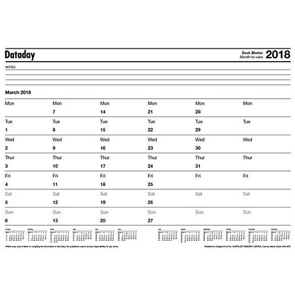 Neale Dataday 2018 Desk Planner - Month to View