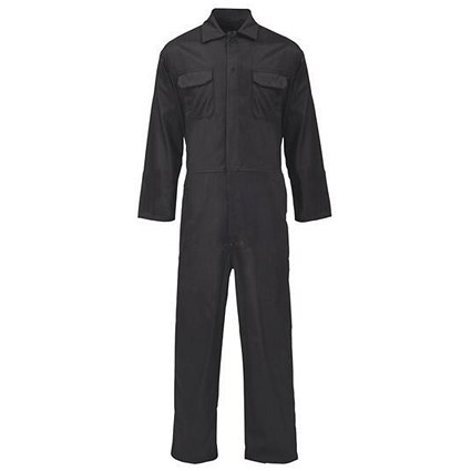 Coverall Basic with Popper Front / PolyCotton / Black / Large