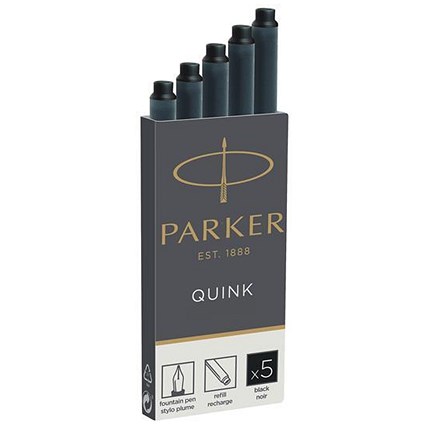 Parker Classic Ink Cartridge Single Use, Black Ink, 20 Boxes of 5