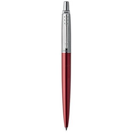 Parker Jotter Ballpoint Pen / Stainless Steel with Red Trim / Blue